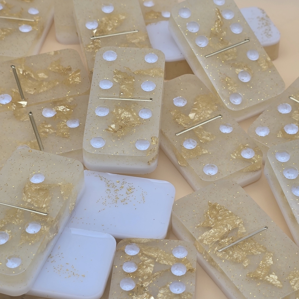 Gold and White Resin Domino Set